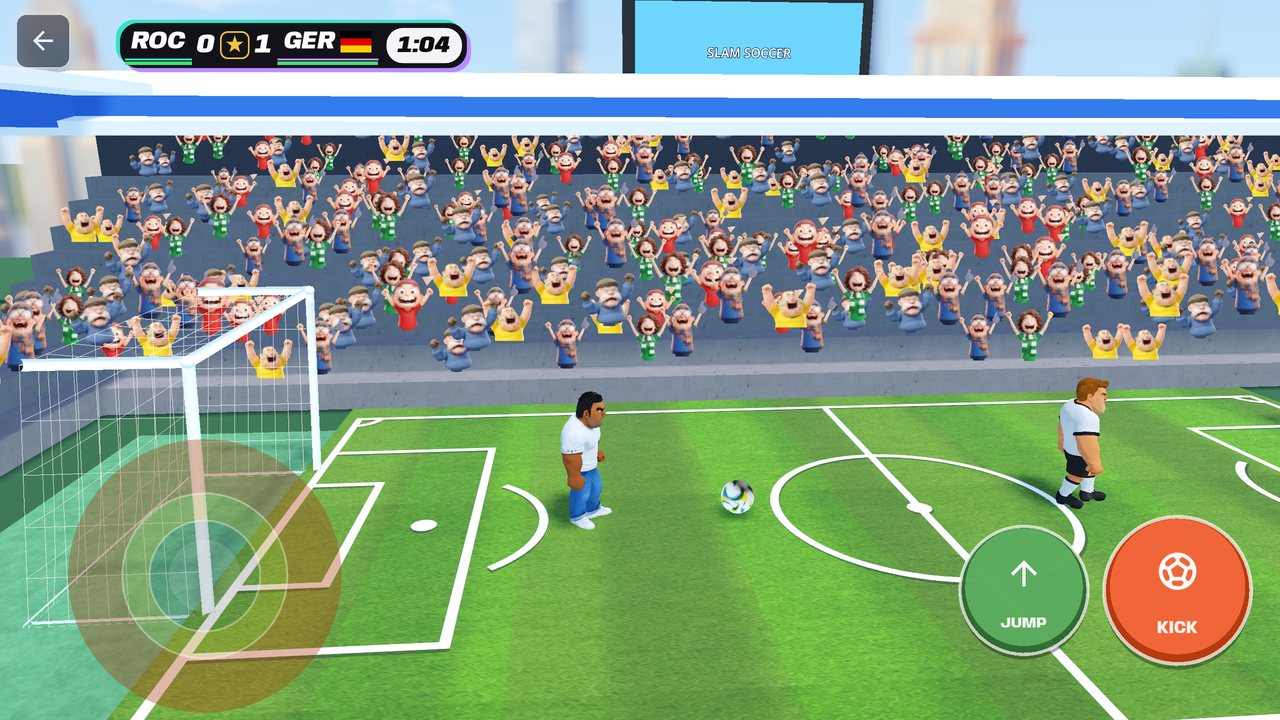 Soccer Battle — jeu de foot 1v1 avec commentaire professionnel en direct dans un stade comble