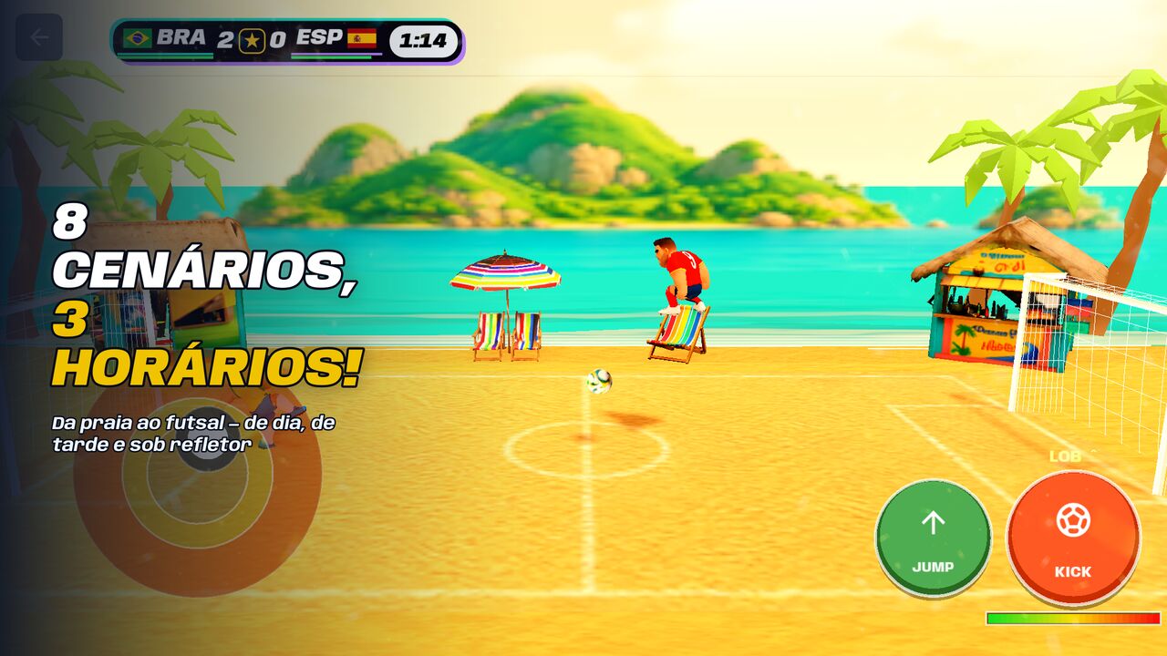 8 cenários, 3 horários — Soccer Battle