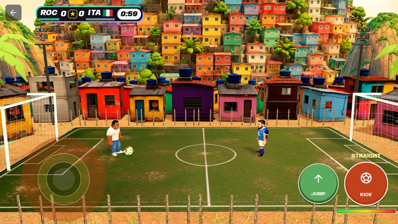 Un match de foot de quartier au coucher du soleil dans Soccer Battle
